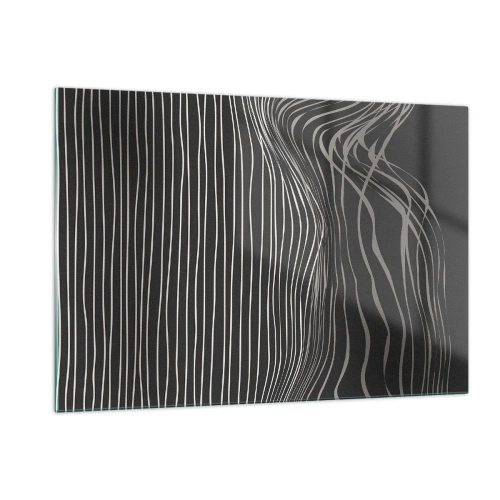 Cuadro sobre vidrio - Impresiones sobre Vidrio - Líneas delicadas en un arreglo abstracto sobre un fondo oscuro. - 120x80cm - Ritmo y acento - Decoración de pared moderna para salón y dormitorio ARTTOR