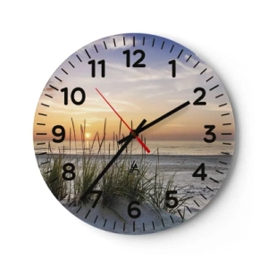 Reloj de pared - Reloj de vidrio - Mira, piensa, siente - 40x40 cm