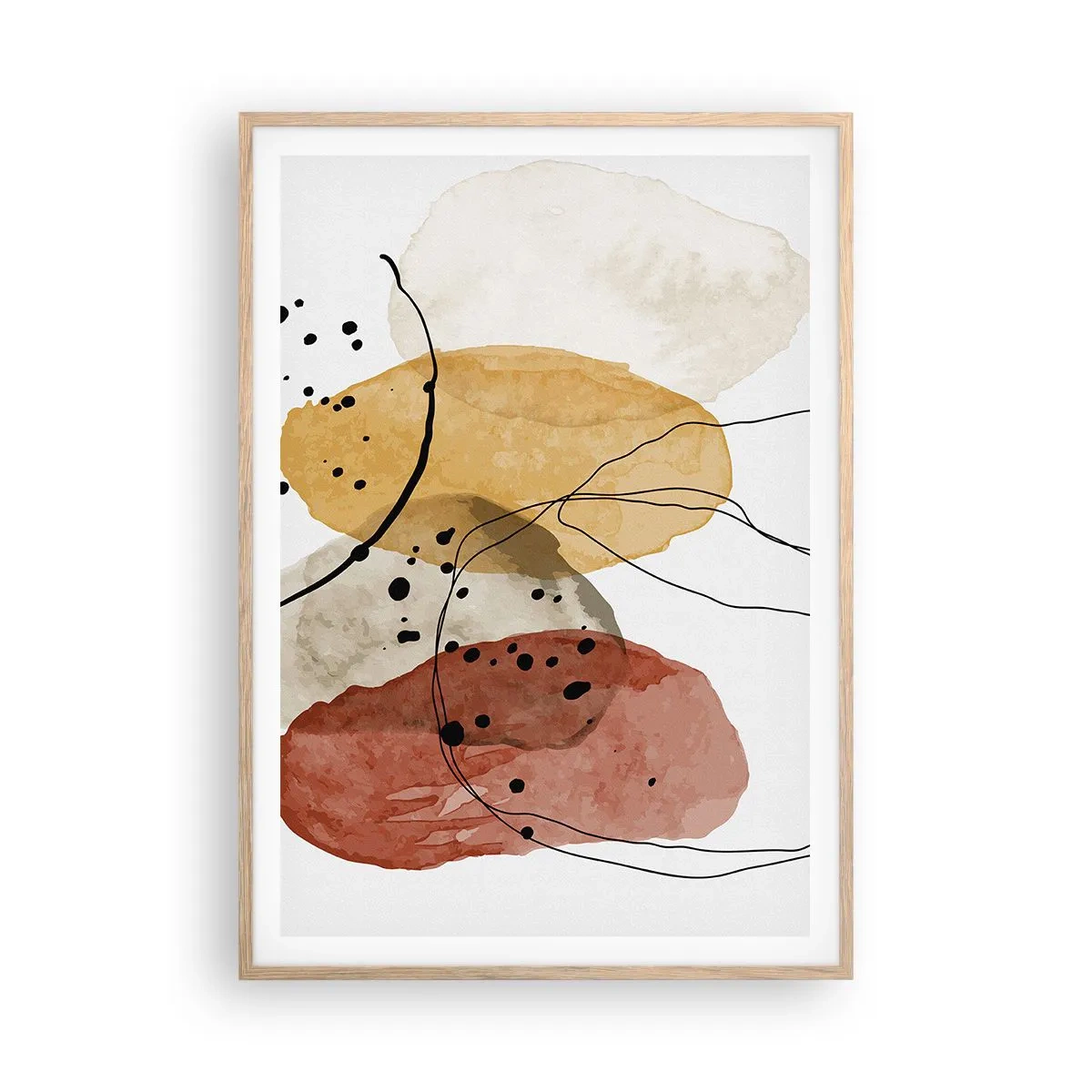 Póster en marco roble claro - Líneas y transparencias - 70x100 cm