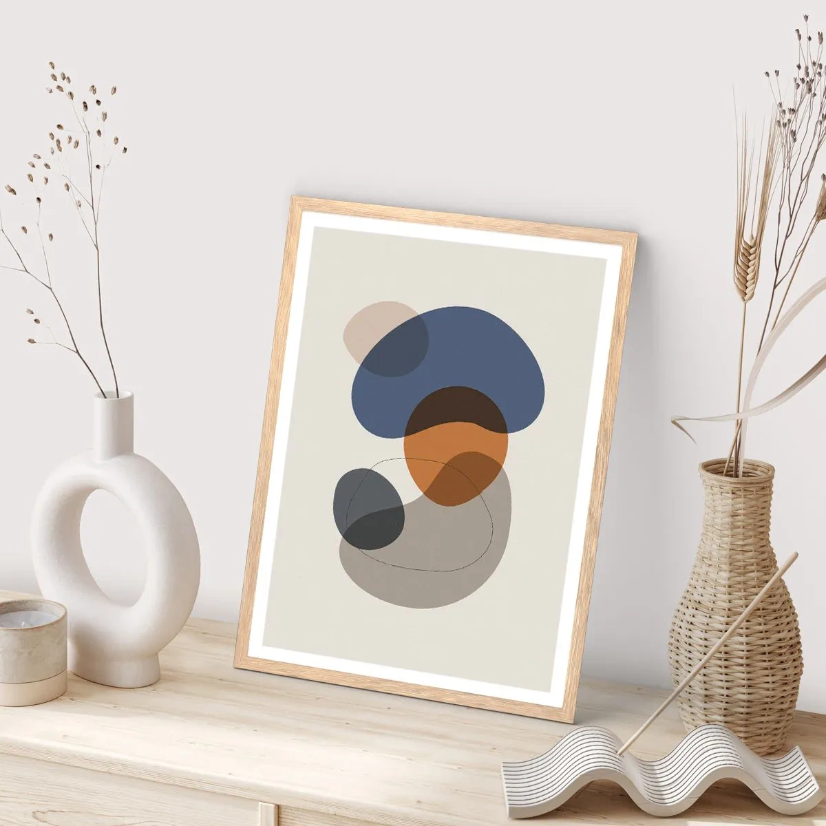 Póster en marco roble claro - Gotas de color - 61x91 cm