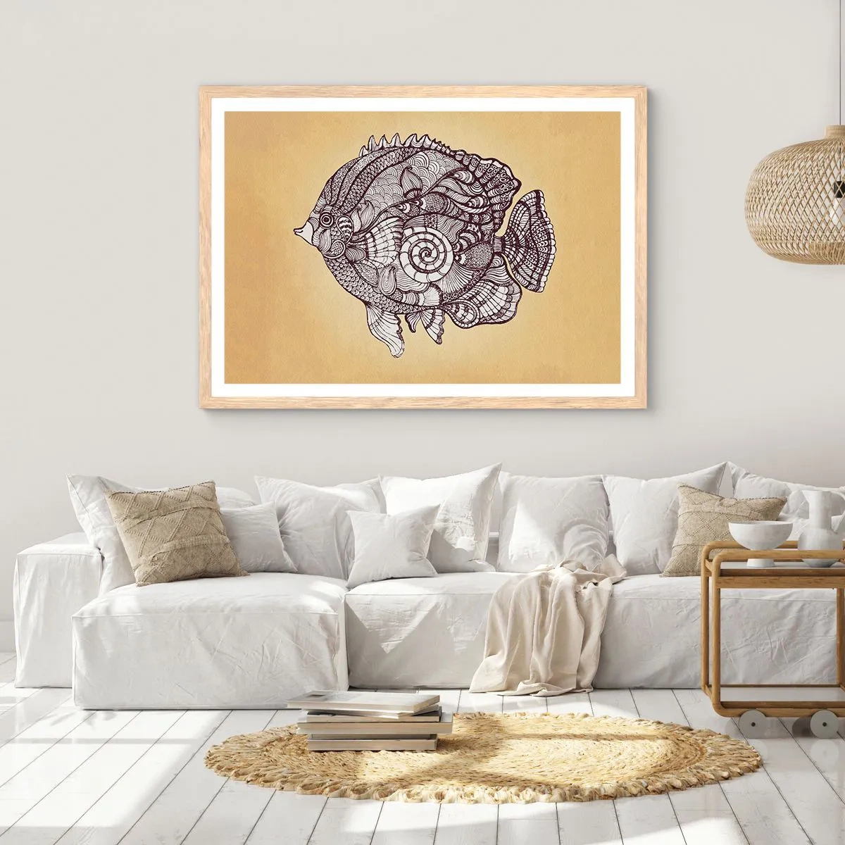 Póster en marco roble claro - De un océano de ornamentos - 91x61 cm