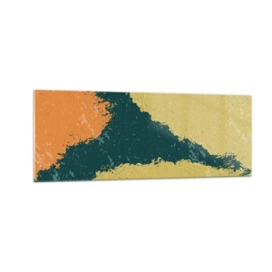 Cuadro sobre vidrio - Impresiones sobre Vidrio - Manchas abstractas en colores terrosos y verdes - 140x50cm - Abstracción - a cámara lenta - Decoración de pared moderna para salón y dormitorio ARTTOR