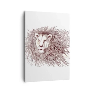 Cuadro sobre lienzo - Impresión de Imagen - Pintura artística de acuarela de un león con una melena detallada. - 50x70cm - Gobernante extravagante - Decoración de pared moderna para salón y dormitorio ARTTOR