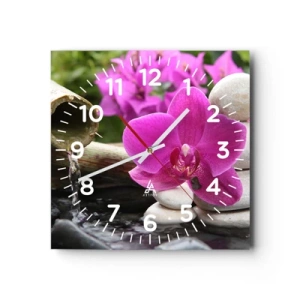 Reloj de pared - Reloj de vidrio - Ya estás descansando - 30x30 cm