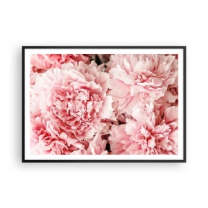 Póster en marco negro - Peonías rosas sutiles en un entorno delicado. - 100x70cm - Sueño rosa - Decoración de pared moderna para salón y dormitorio ARTTOR