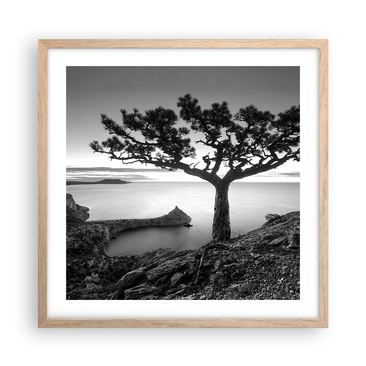 Póster en marco roble claro - Calma hasta el horizonte - 50x50 cm