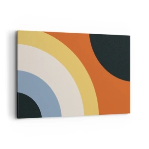 Cuadro sobre lienzo - Impresión de Imagen - Obra de arte abstracta con arcos coloridos y círculos contrastantes. - 120x80cm - Círculo sobre círculo - Decoración de pared moderna para salón y dormitorio ARTTOR