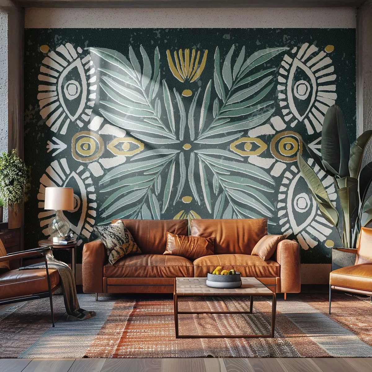 Fotomural Premium Canvas - Como un recorte folclórico - bohemia, Patrón, Botánica - 450x315 cm