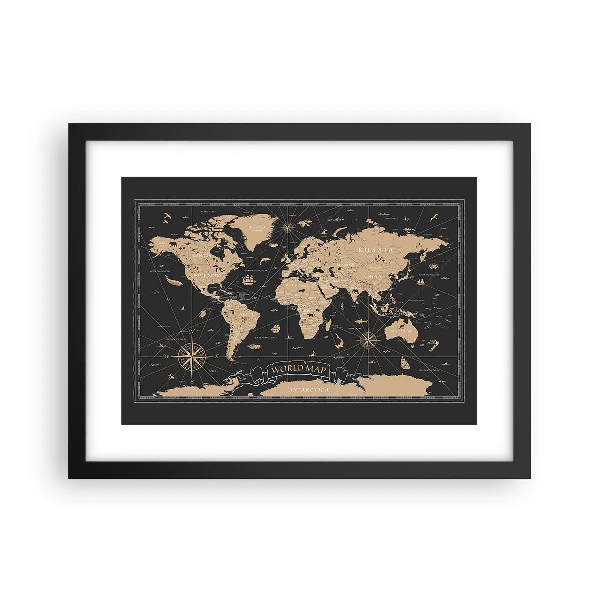 Póster en marco negro - Las fronteras de mi mundo - 40x30 cm