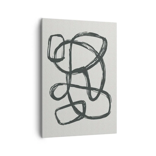 Cuadro sobre lienzo - Impresión de Imagen - Líneas abstractas que crean formas libres sobre un fondo claro - 50x70cm - Abstracción en bucle - Decoración de pared moderna para salón y dormitorio ARTTOR