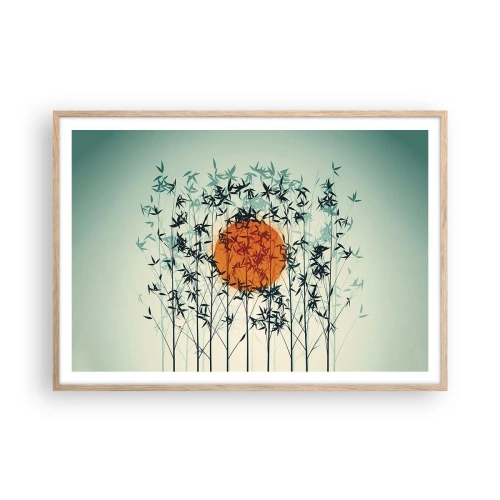 Póster en marco roble claro - El sol de Japón - 100x70 cm
