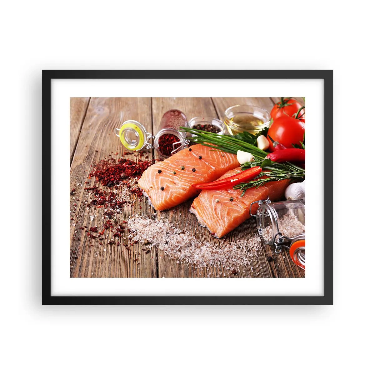 Póster en marco negro - Una aventura noruega en la cocina - 50x40 cm