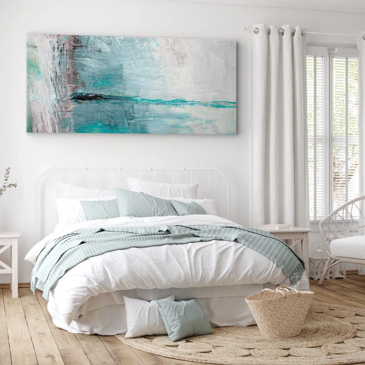 Cuadro sobre lienzo - Impresión de Imagen - Horizontalmente sobre el azul - 90x30 cm