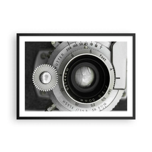 Póster en marco negro - La lente de una cámara antigua - 70x50cm - Una historia de Hollywood - Decoración de pared moderna para salón y dormitorio ARTTOR