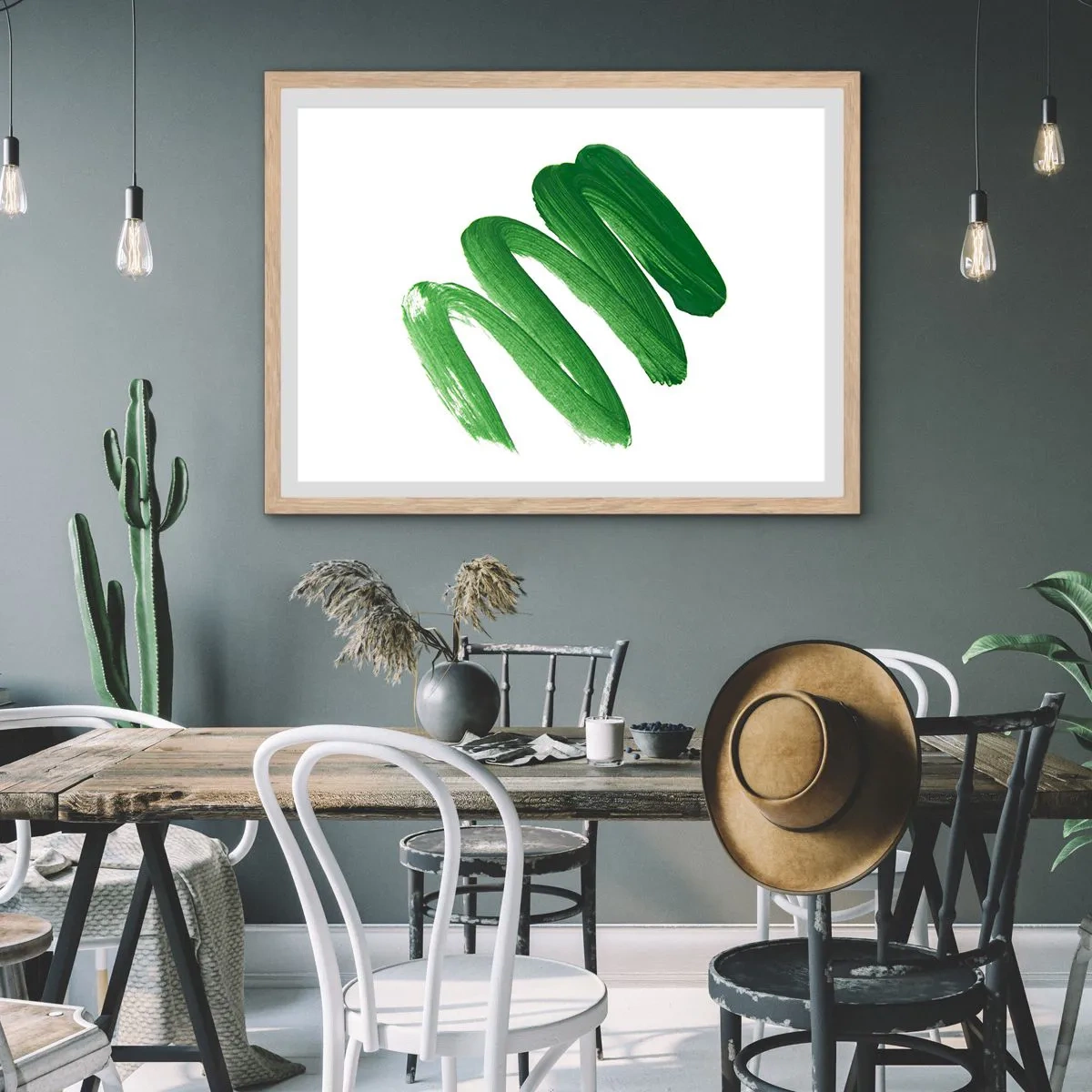 Póster en marco roble claro - Una broma verde - 70x50 cm