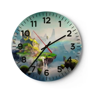 Reloj de pared - Reloj de vidrio - El medio de la nada - islas flotantes - 30x30 cm