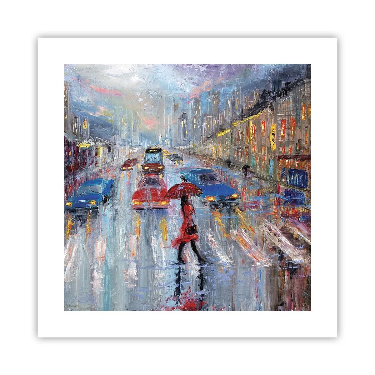 Póster - Una tarde de lluvia en la ciudad - 40x40 cm