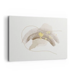 Cuadro sobre lienzo - Impresión de Imagen - Una composición abstracta en tonos beige y dorado. - 100x70cm - Encontrado en el espacio - Decoración de pared moderna para salón y dormitorio ARTTOR