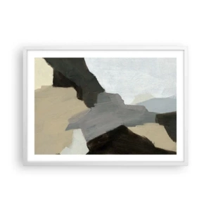 Póster en marco blanco - Abstracción: partes del gris - 70x50 cm