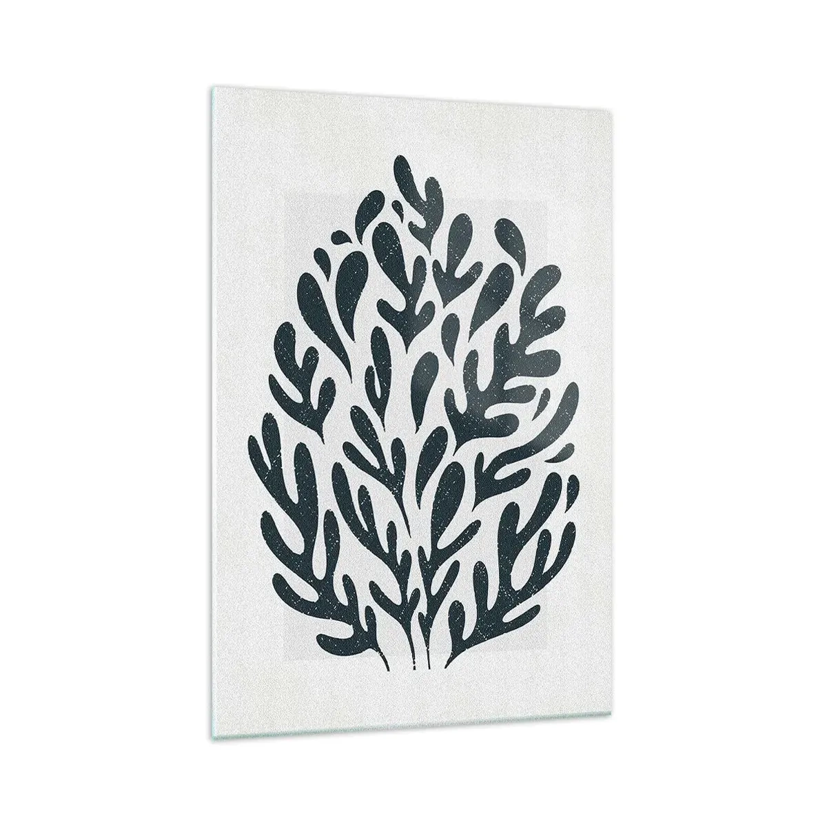 Cuadro sobre vidrio - Impresiones sobre Vidrio - Motivo de hoja abstracta oscura sobre un fondo claro - 70x100cm - Formas de la naturaleza - Decoración de pared moderna para salón y dormitorio ARTTOR