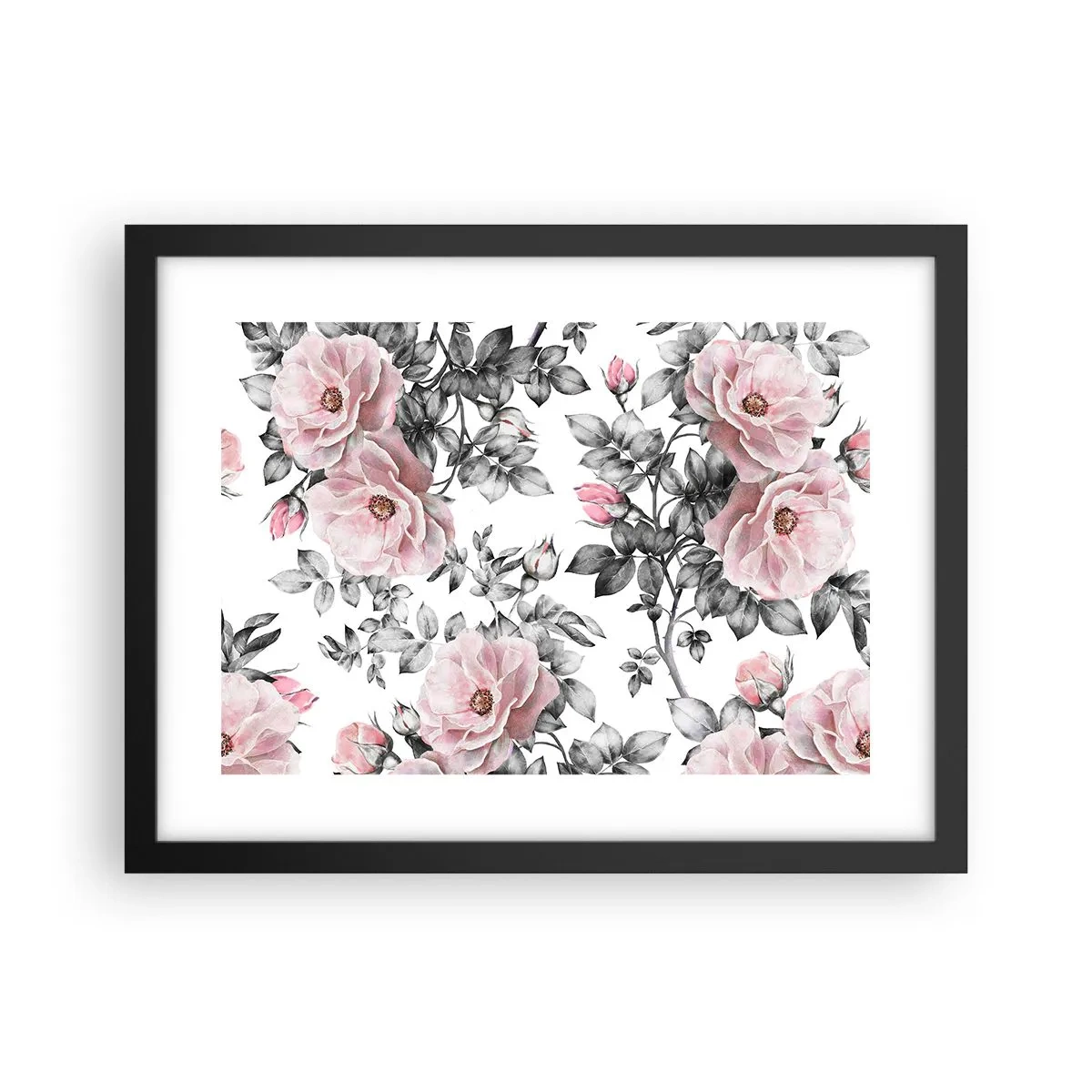 Póster en marco negro - Entre las rosas - 40x30 cm