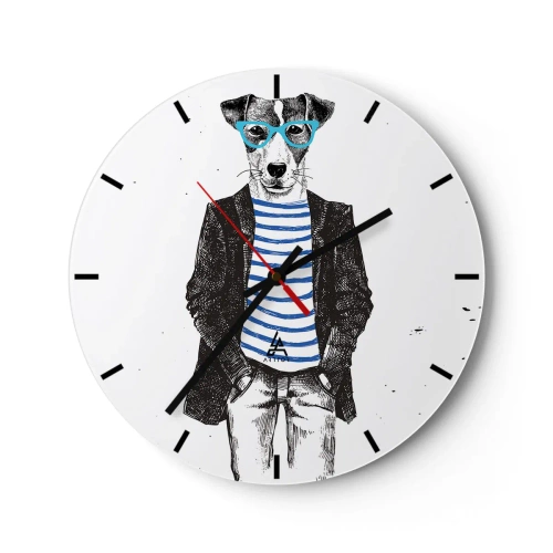 Reloj de pared - Reloj de vidrio - El encanto del perro - 40x40 cm