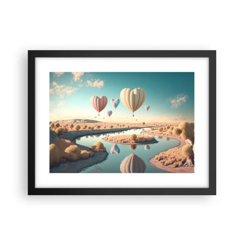 Póster en marco negro - El amor te hace volar - 40x30 cm