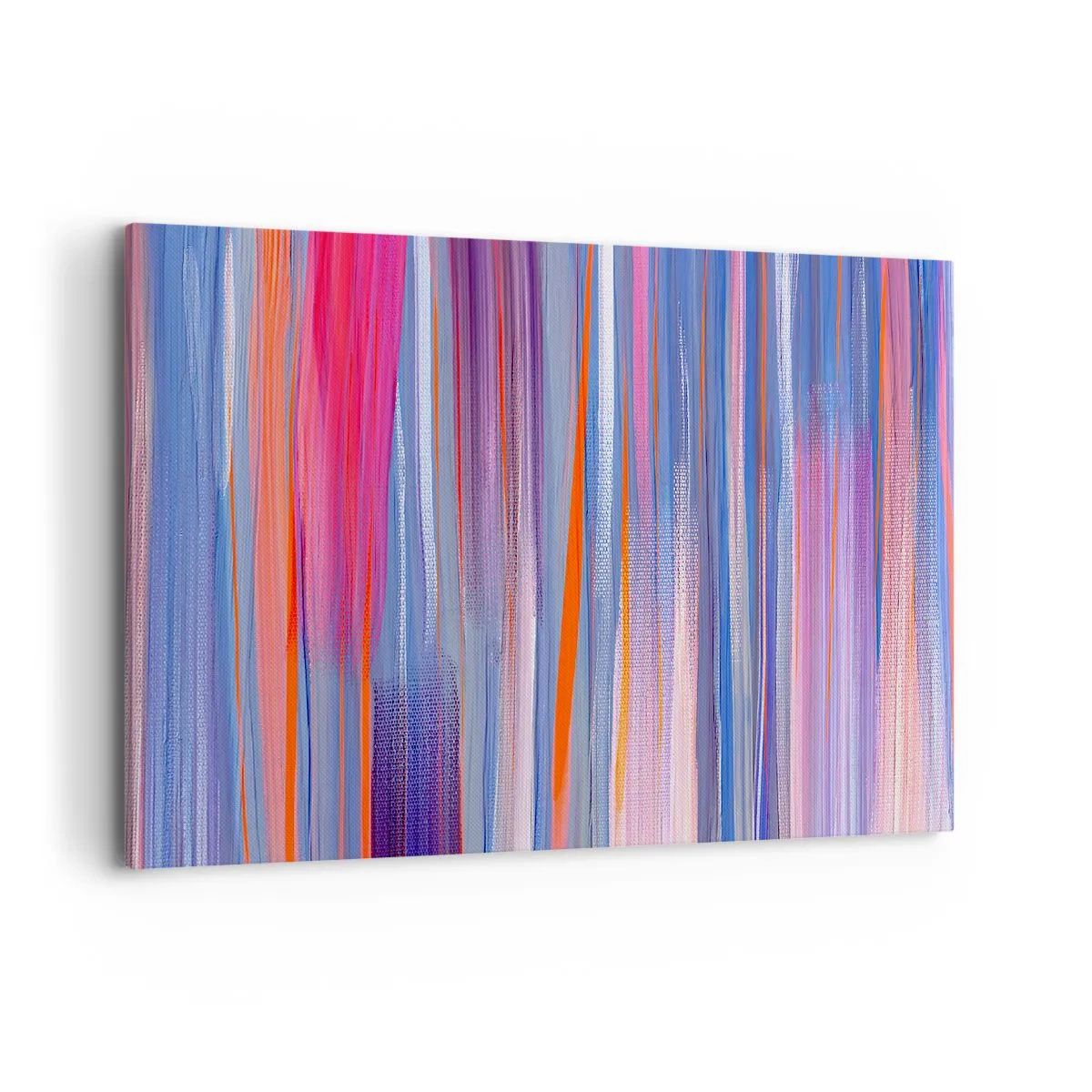 Cuadro sobre lienzo - Impresión de Imagen - Líneas verticales abstractas en tonos azul y rosa. - 120x80cm - Ascensión - Decoración de pared moderna para salón y dormitorio ARTTOR