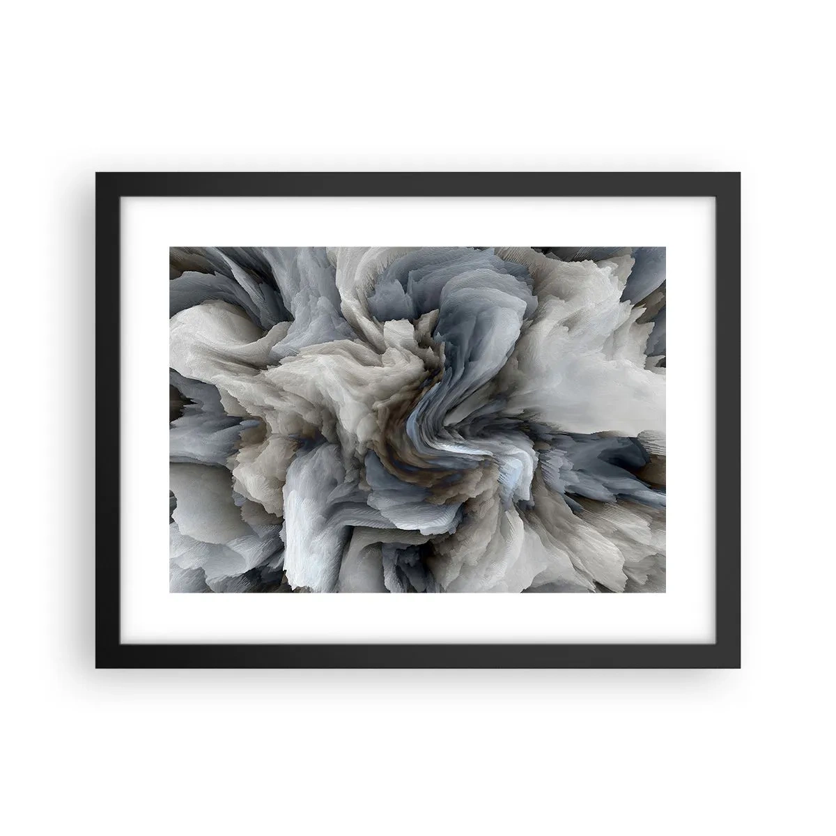 Póster en marco negro - Piedra y flor - 40x30 cm