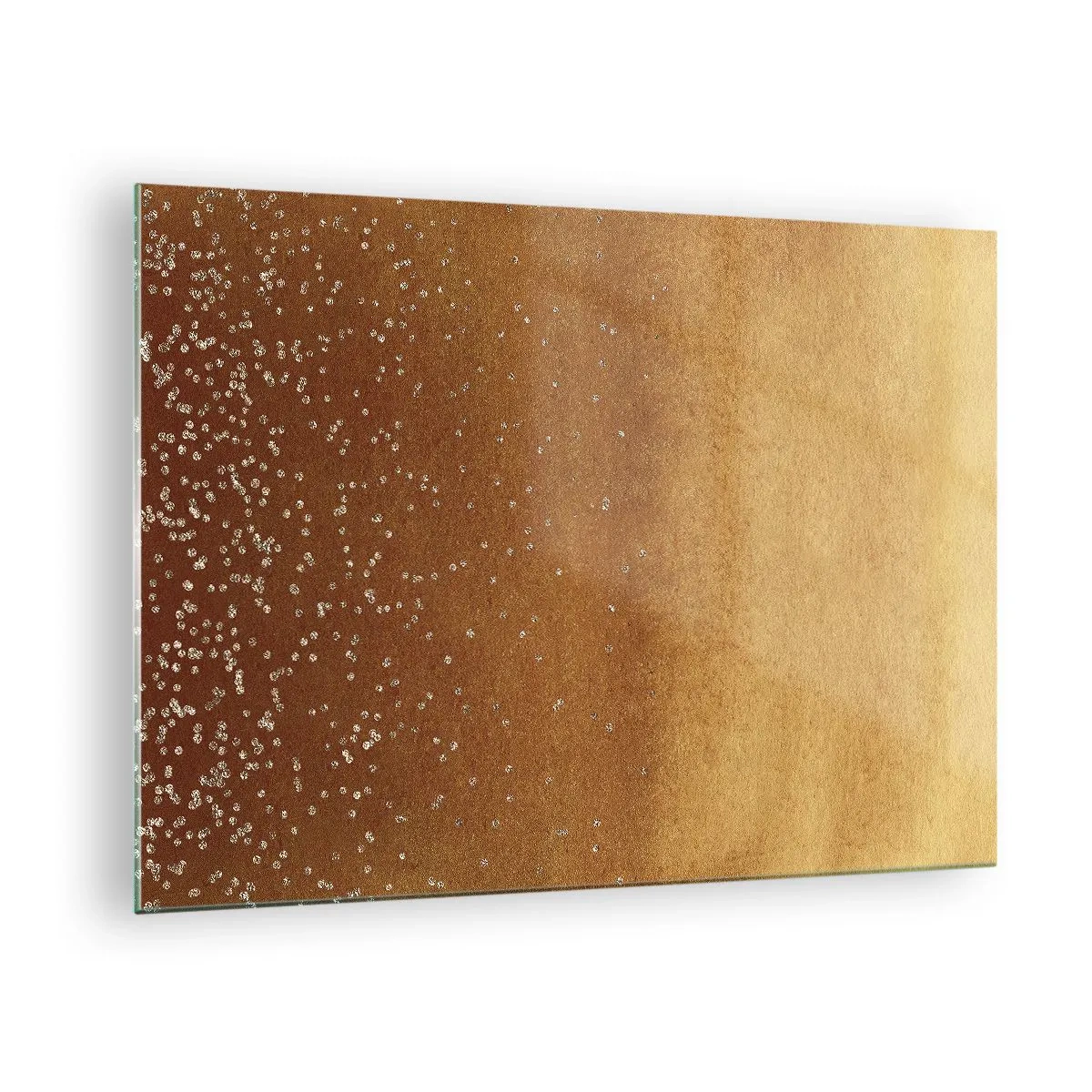 Cuadro sobre vidrio - Impresiones sobre Vidrio - Patrón abstracto dorado con finos reflejos. - 70x50cm - Nacimiento de la luz - Decoración de pared moderna para salón y dormitorio ARTTOR