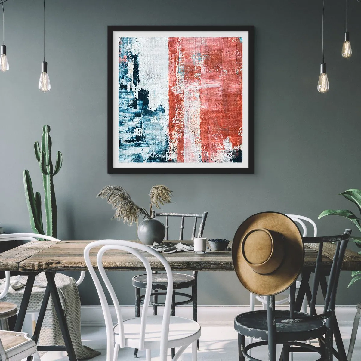 Póster en marco negro - Mitad abstracción, mitad abstracción - 40x40 cm