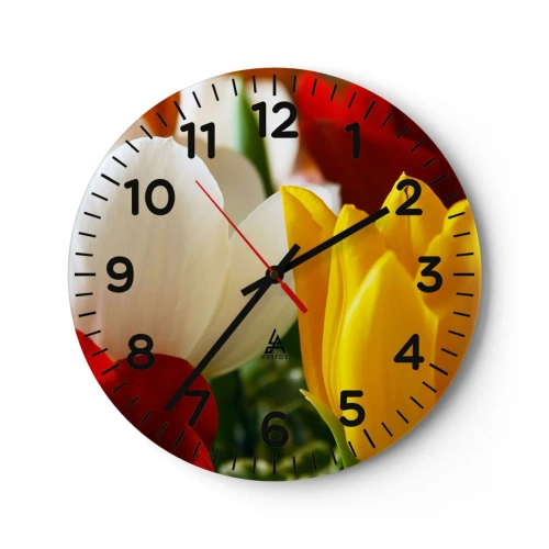 Reloj de pared - Reloj de vidrio - Fiebre del tulipán - 30x30 cm
