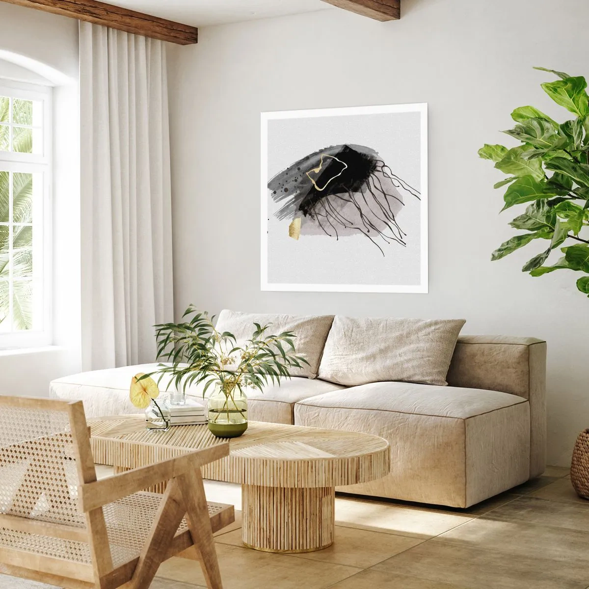 Póster - En negro y dorado - 30x30 cm