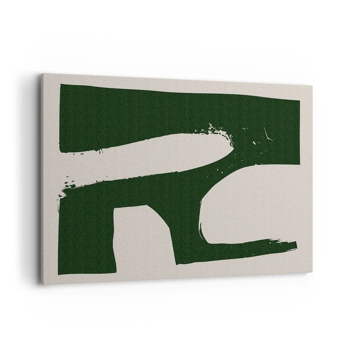 Cuadro sobre lienzo - Impresión de Imagen - Abstracto minimalista en verde sobre un fondo claro - 120x80cm - Bahías de blanco - Decoración de pared moderna para salón y dormitorio ARTTOR