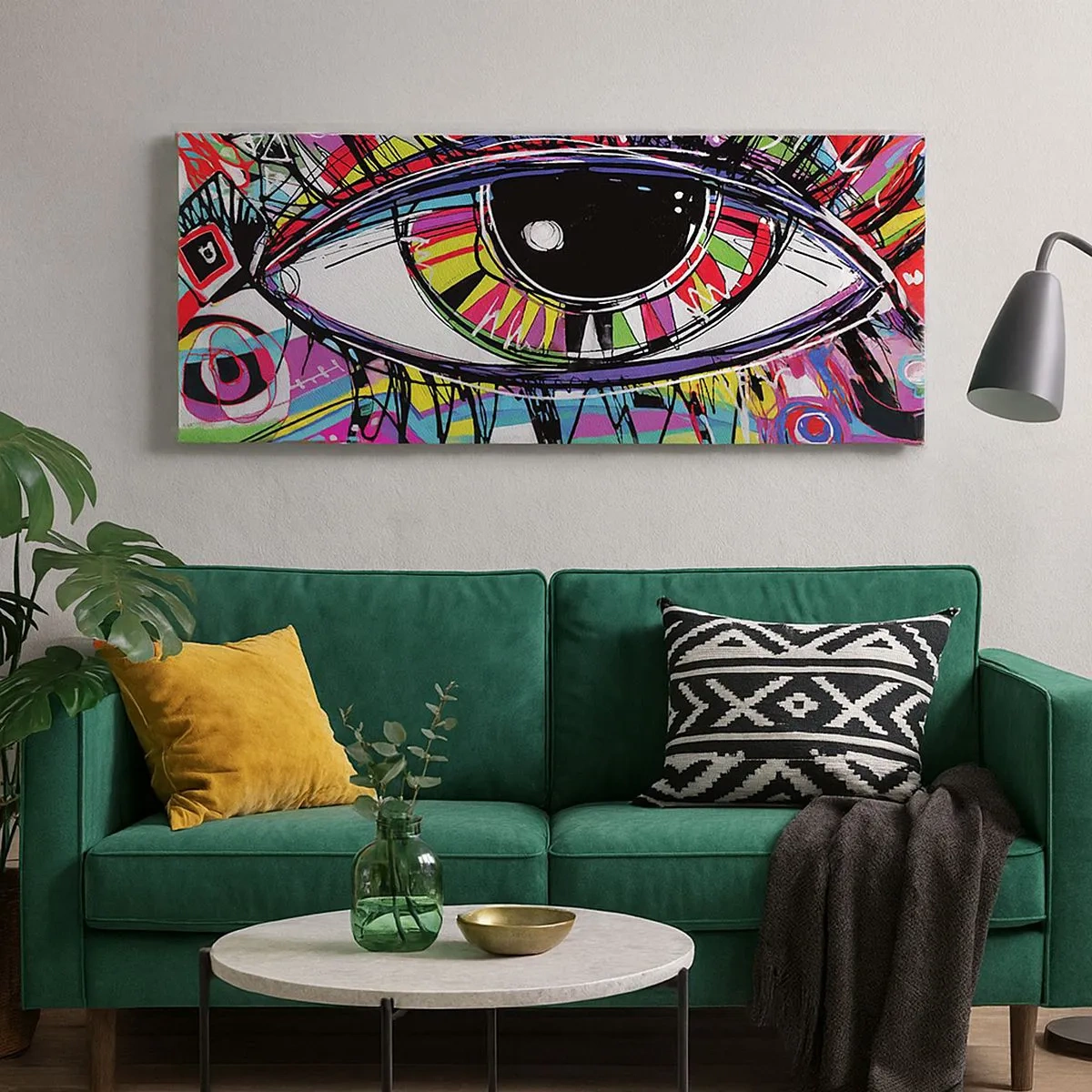 Cuadro sobre lienzo - Impresión de Imagen - Un ojo colorido - un alma colorida - 100x40 cm