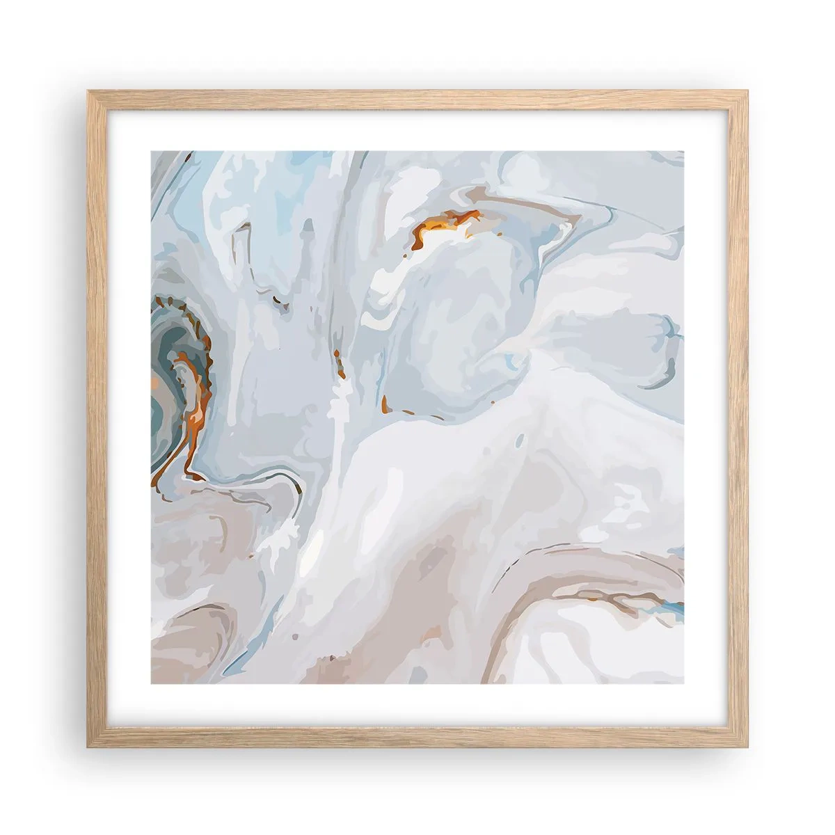 Póster en marco roble claro - Blanco fusión - 50x50 cm