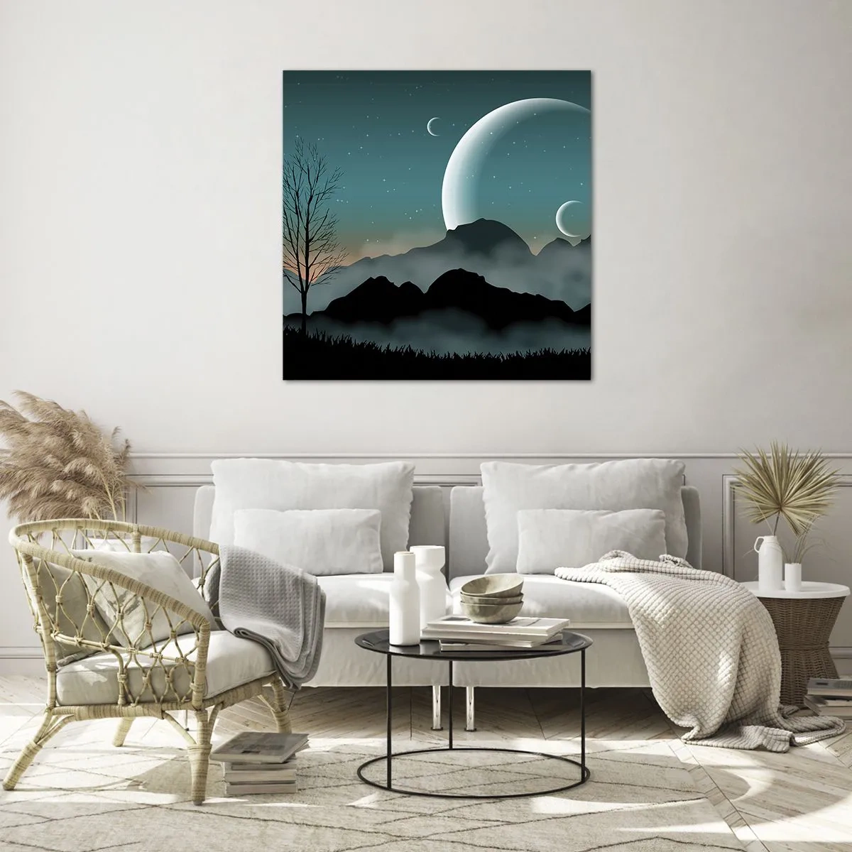 Cuadro sobre vidrio - Impresiones sobre Vidrio - Un carnaval de noche estrellada - 60x60 cm