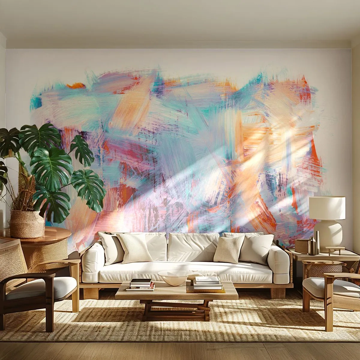 Fotomural Premium Canvas - Colorido desorden - minimalista, Pastel, Pedazo - 250x175 cm