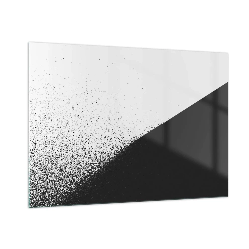 Cuadro sobre vidrio - Impresiones sobre Vidrio - Una composición minimalista en blanco y negro con efecto de desintegración. - 100x70cm - Cada vez más rápido, cada vez más alto - Decoración de pared moderna para salón y dormitorio ARTTOR