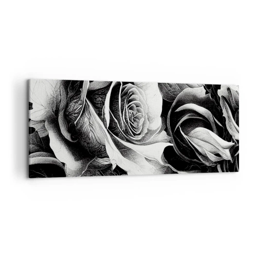 Cuadro sobre lienzo - Impresión de Imagen - Rosas blancas y negras en una elegante composición. - 120x50cm - Siempre como una reina - Decoración de pared moderna para salón y dormitorio ARTTOR
