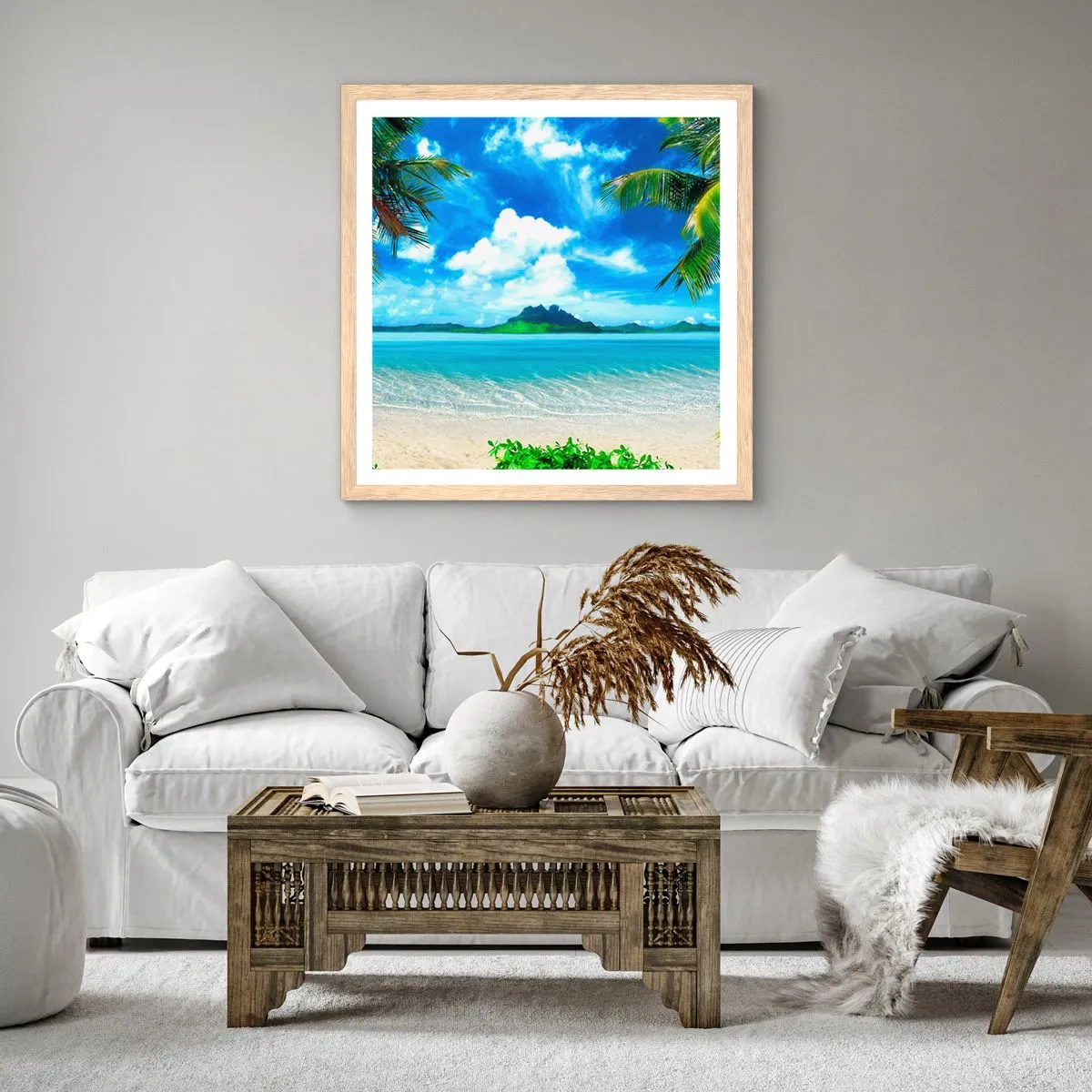 Póster en marco roble claro - El azul de los trópicos - 40x40 cm