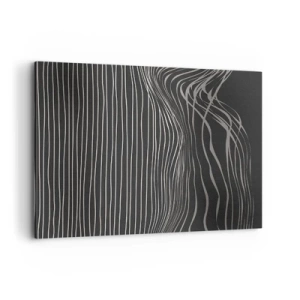 Cuadro sobre lienzo - Impresión de Imagen - Líneas blancas sobre un fondo gris oscuro en una disposición abstracta. - 120x80cm - Ritmo y acento - Decoración de pared moderna para salón y dormitorio ARTTOR