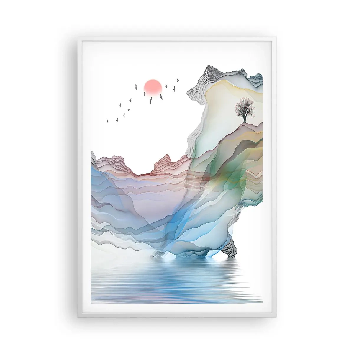 Póster en marco blanco - Hacia las montañas de cristal - 70x100 cm