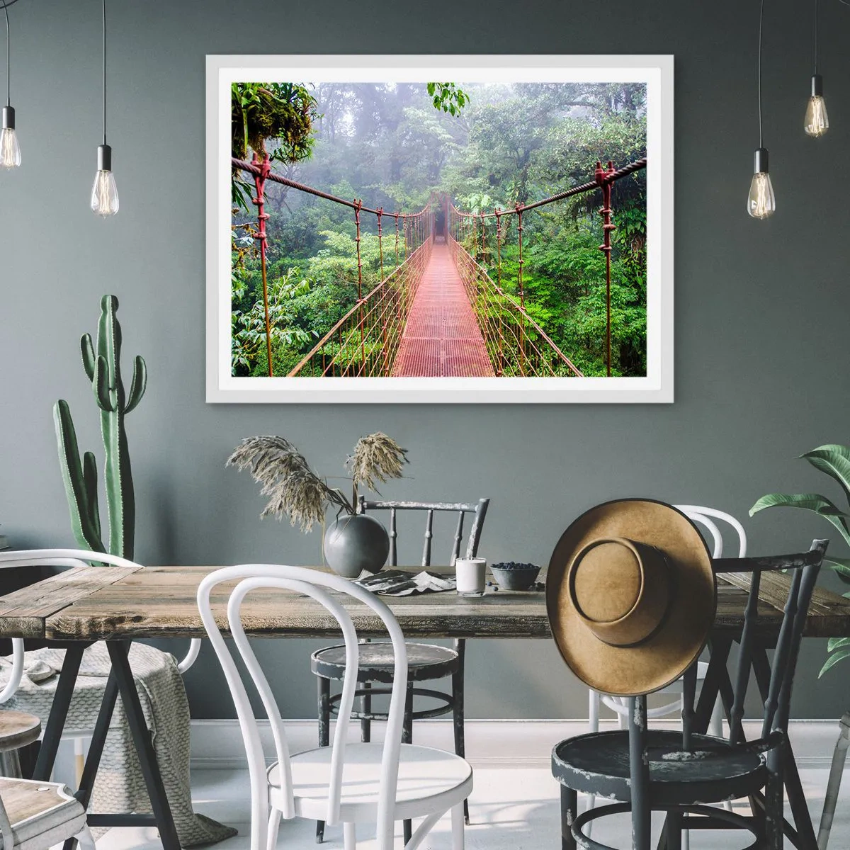 Póster en marco blanco - Suspendido sobre las copas - 70x50 cm