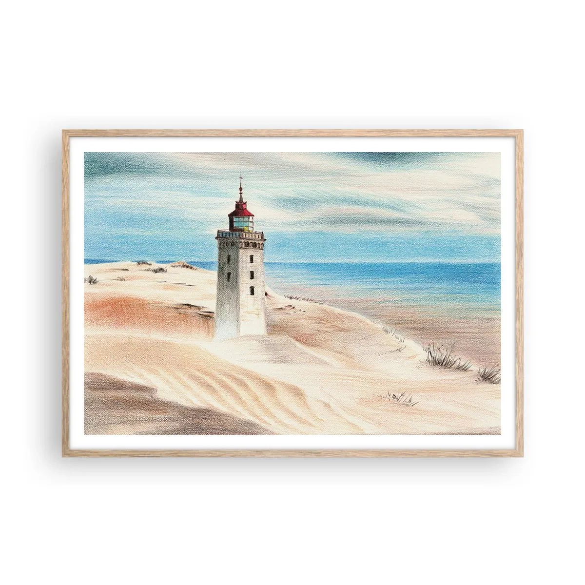 Póster en marco roble claro - Siempre mirando al mar - 100x70 cm