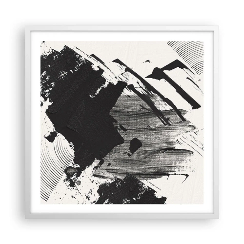 Póster en marco blanco - Abstracción: la expresión del negro - 60x60 cm