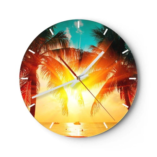 Reloj de pared - Reloj de vidrio - Pareja exótica - 40x40 cm