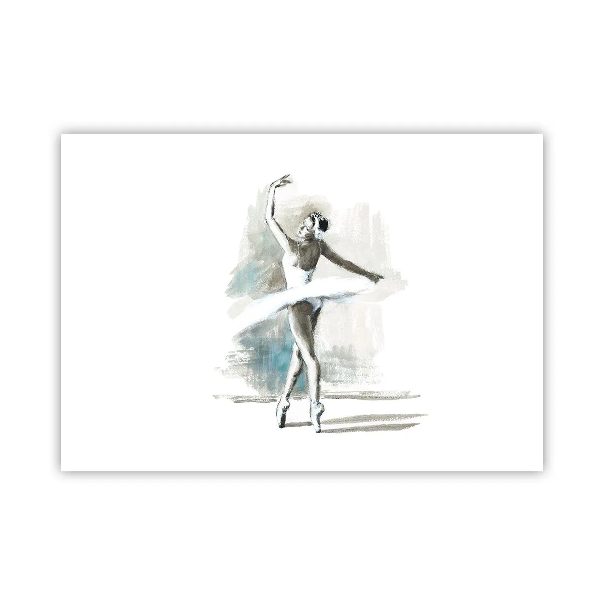 Póster - Una bailarina de ballet en pose de ballet sobre un fondo de delicados tonos de acuarela. - 100x70cm - Encantada por un cisne - Decoración de pared moderna para salón y dormitorio ARTTOR