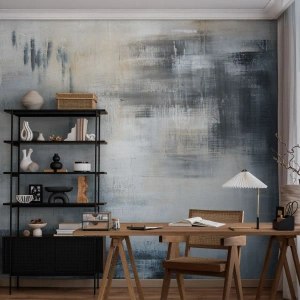 Fotomural Autadhesivo Deluxe Sticker - Detrás de un velo azul - Pedazo, Abstracción, Industrial - 300x210 cm