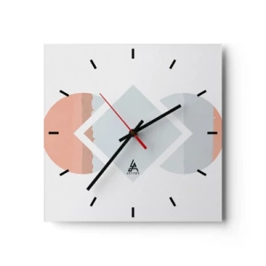 Reloj de pared - Reloj de vidrio - Una pintura minimalista con formas geométricas. - 30x30cm - Arte geométrico - Decoración de pared moderna para salón y dormitorio ARTTOR